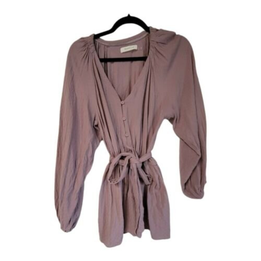 MUSTARD SEED Peplum Blouse Shirt Top Lavender Mauve LARGE